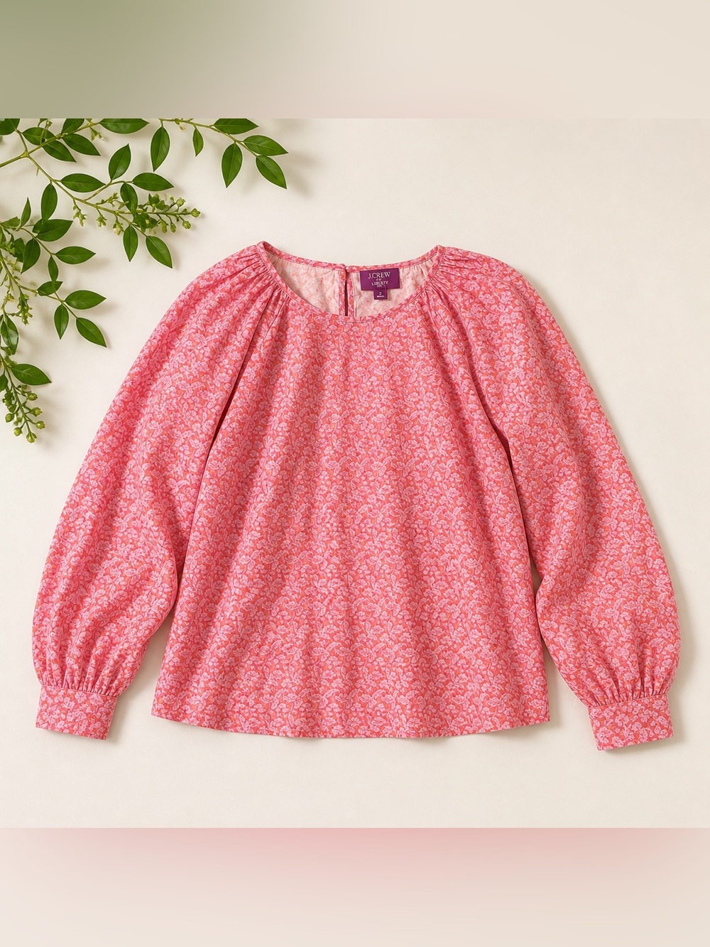 J Crew x Liberty Pink Floral Long-Sleeve Blouse